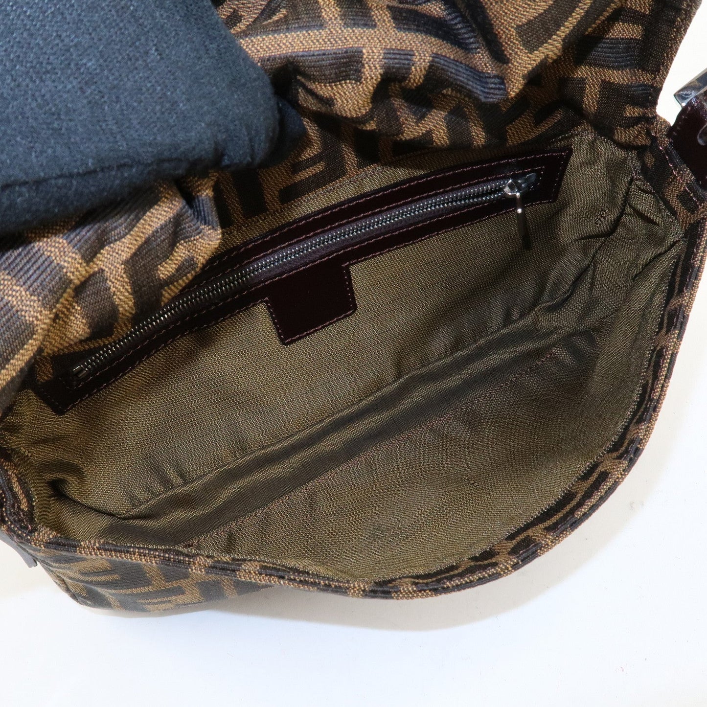FENDI Mamma Baguette Zucca Canvas Leathr Shoulder Bag 214526424099  d