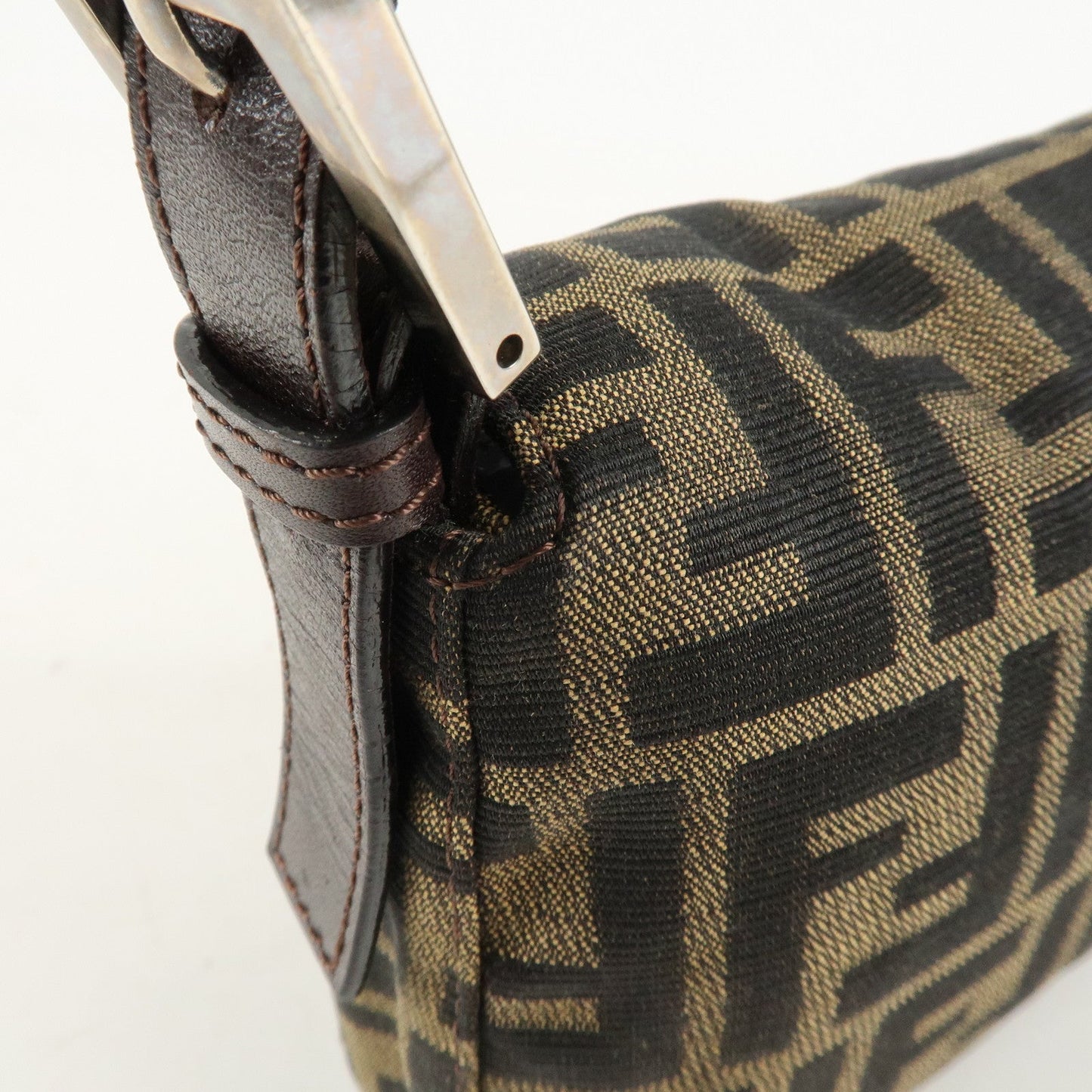 FENDI Zucca Mamma Buguette Canvas Shoulder Bag Brown Black 26424  d