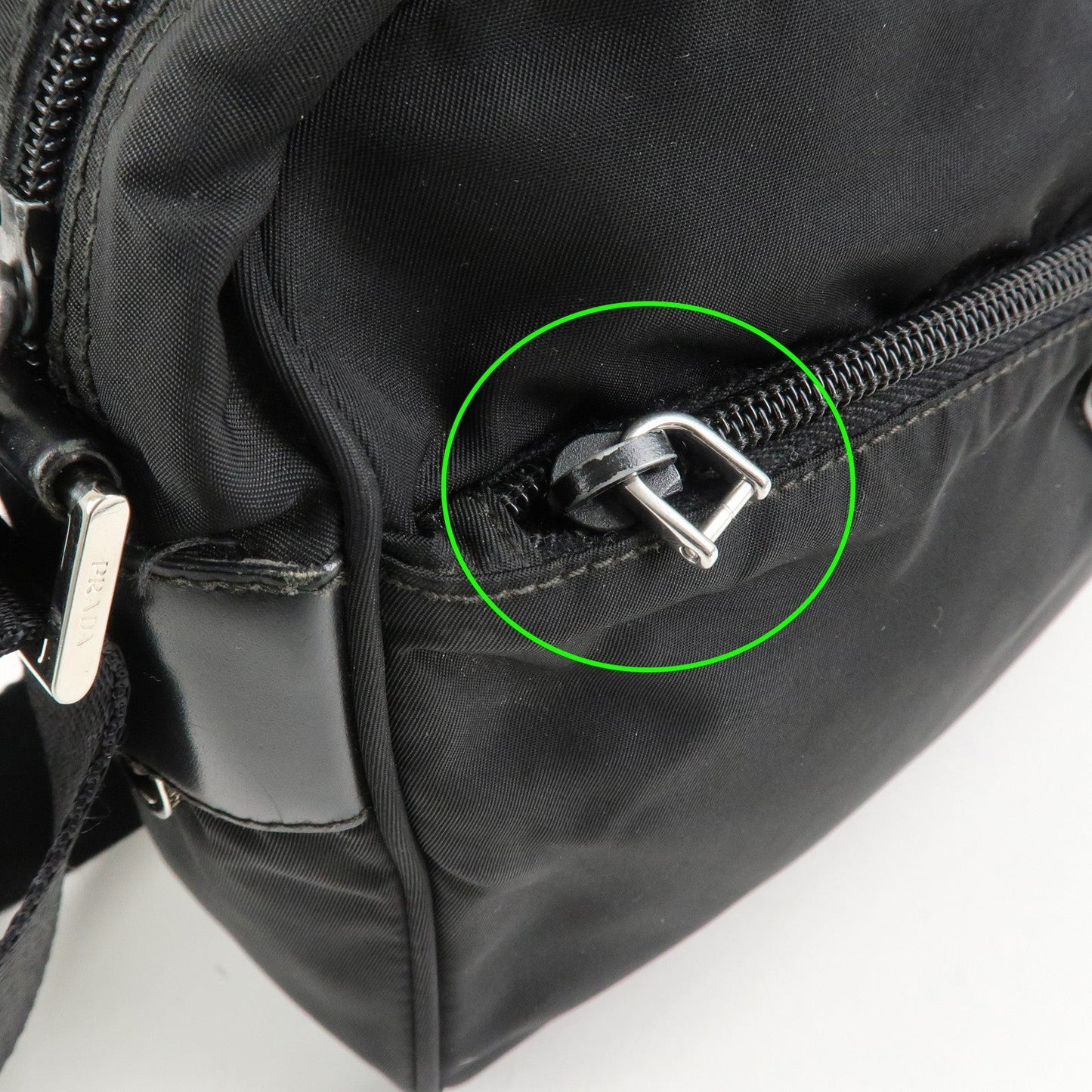 PRADA Logo Nylon Leather Shoulder Bag Crossbody Bag Black  d