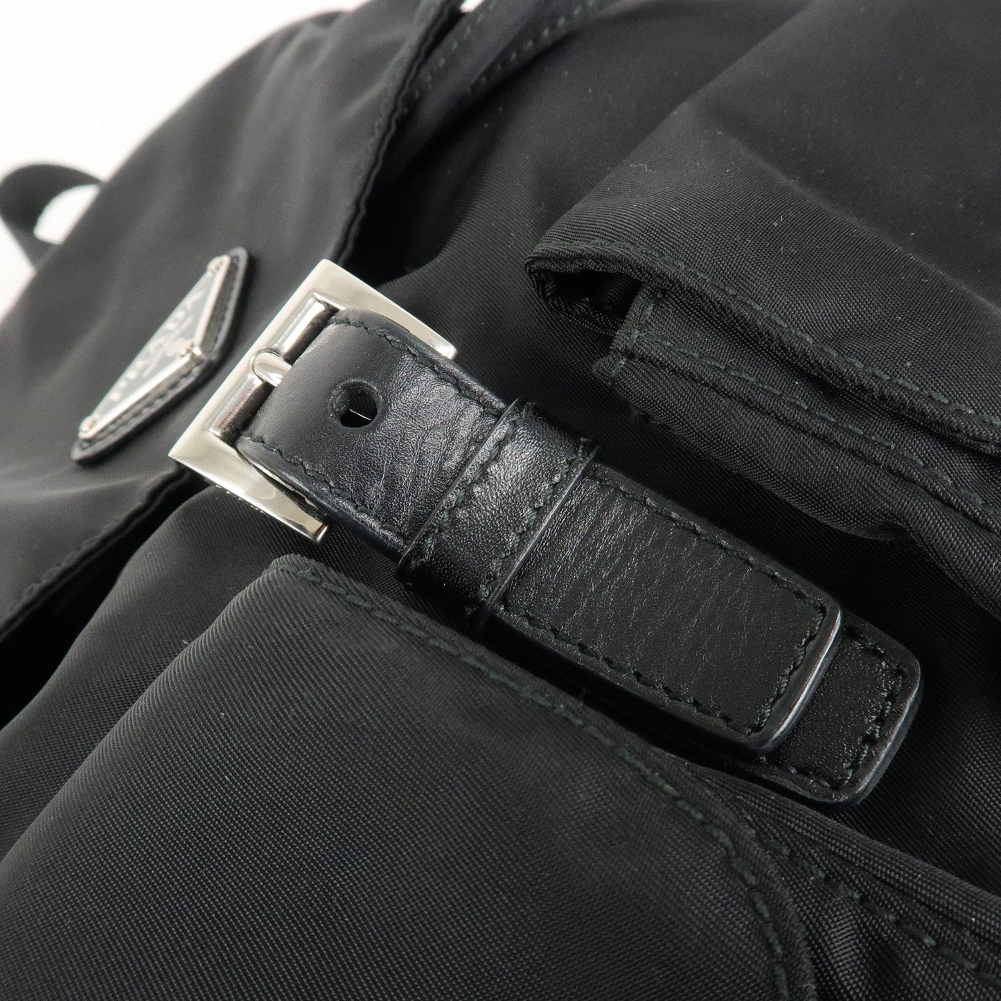 PRADA Logo Nylon Leather Back Pack Ruck Sack NERO Black BZ2811  d