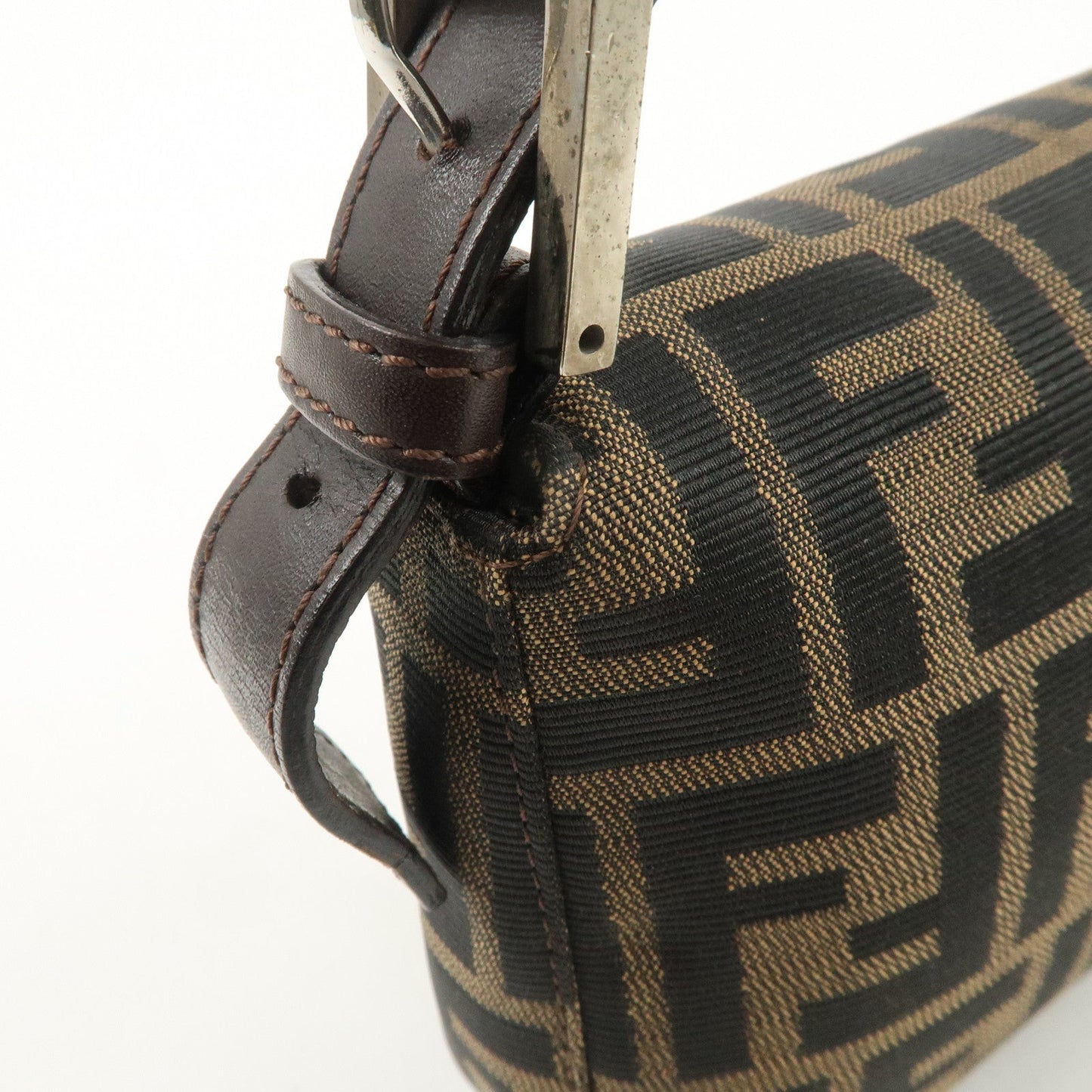 FENDI Zucca Mamma Baguette Canvas Shoulder Bag Brown Black 26424  d