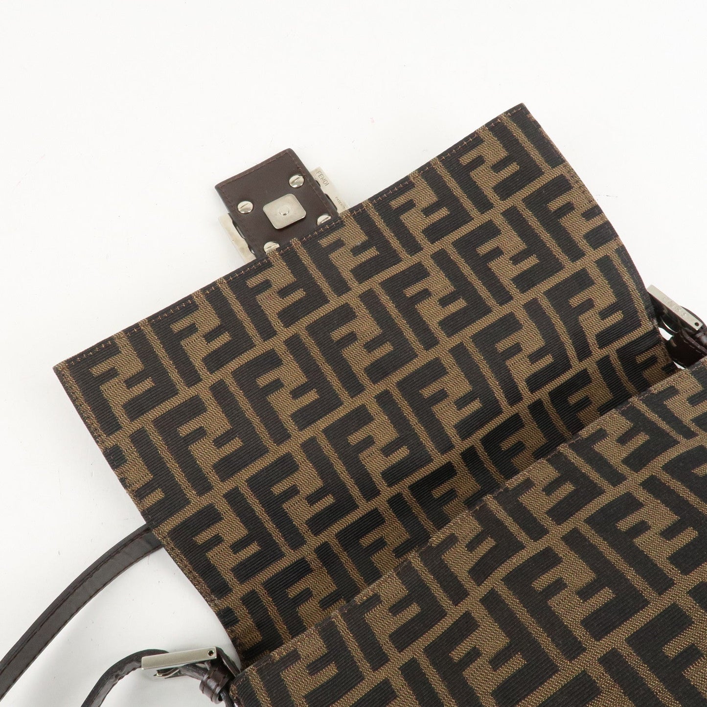 FENDI Mamma Baguette Zucca Canvas Leather Shoulder Bag 26325  d