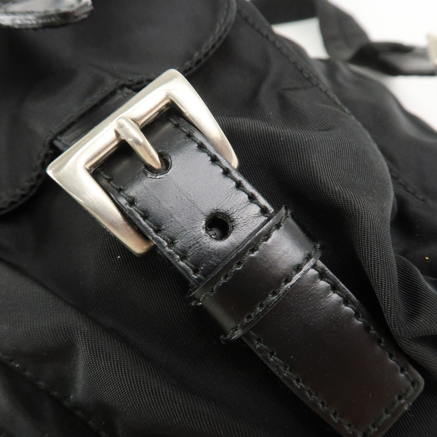 PRADA Triangle Logo Nylon Leather Back Pack Black B5885  d