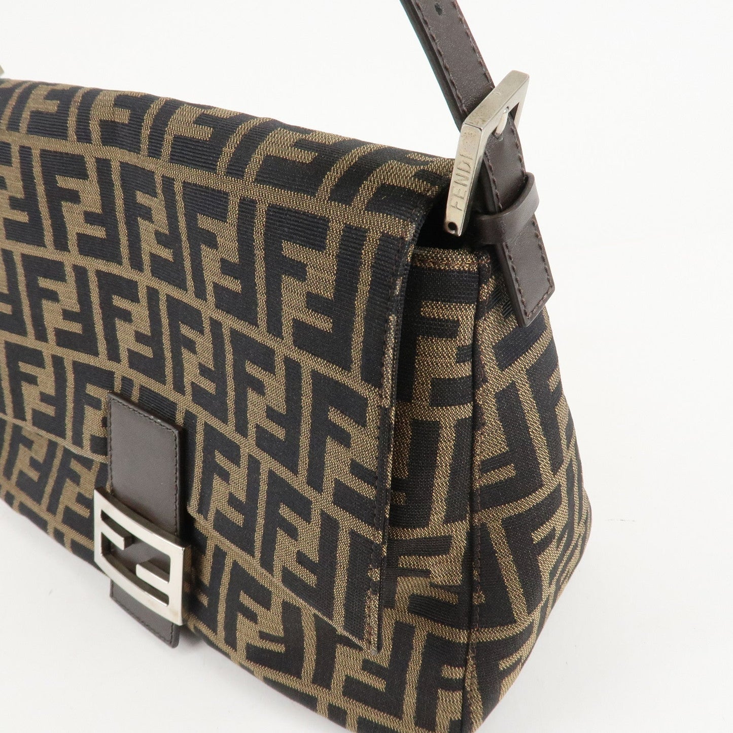 FENDI Mamma Baguette Zucca Canvas Leather Shoulder Bag 26325  d