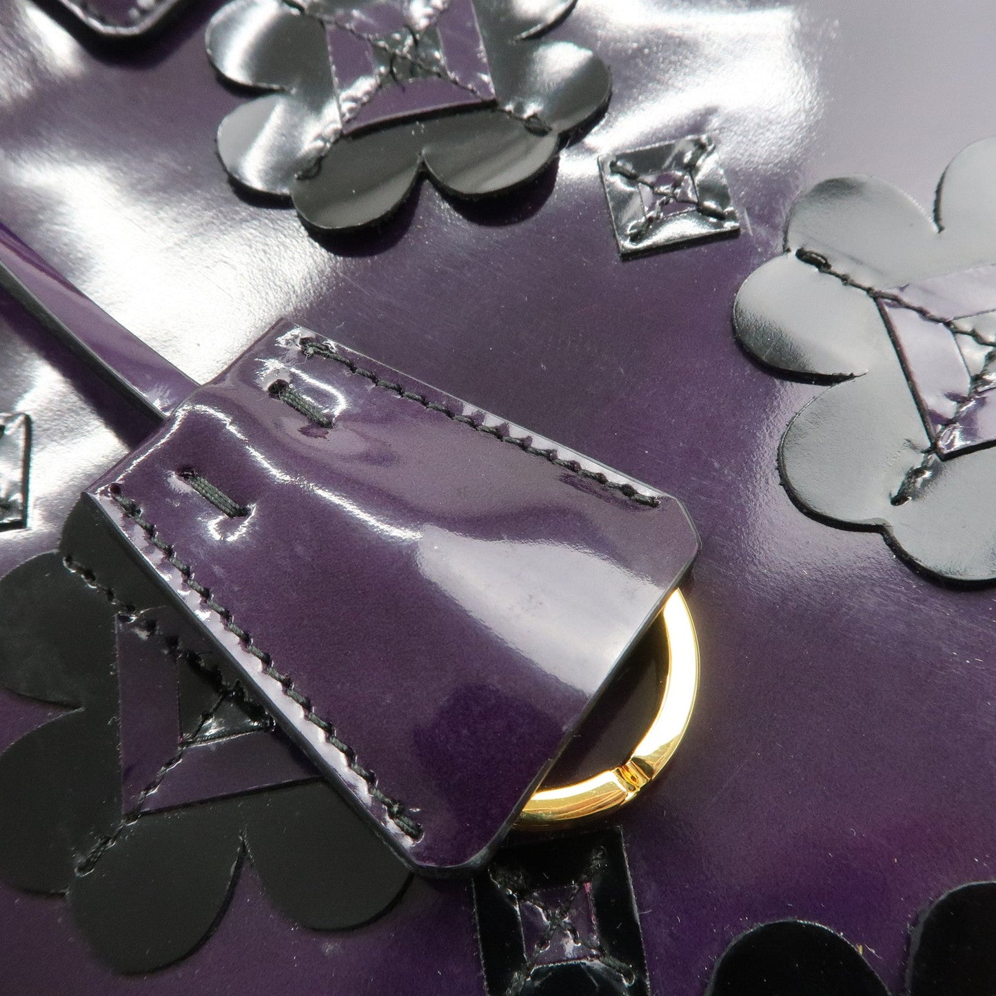 PRADA Patent Leather 2Way Shoulder Bag Flower Motif B2274F  d