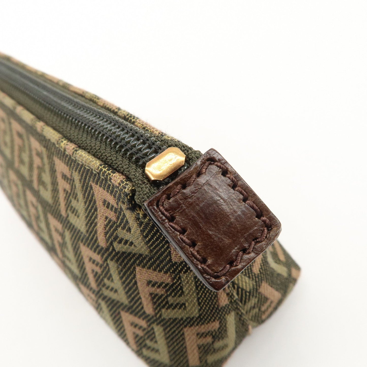 FENDI Zucca Canvas Leather Pouch Mini Bag Khaki Brown 7N0037  d