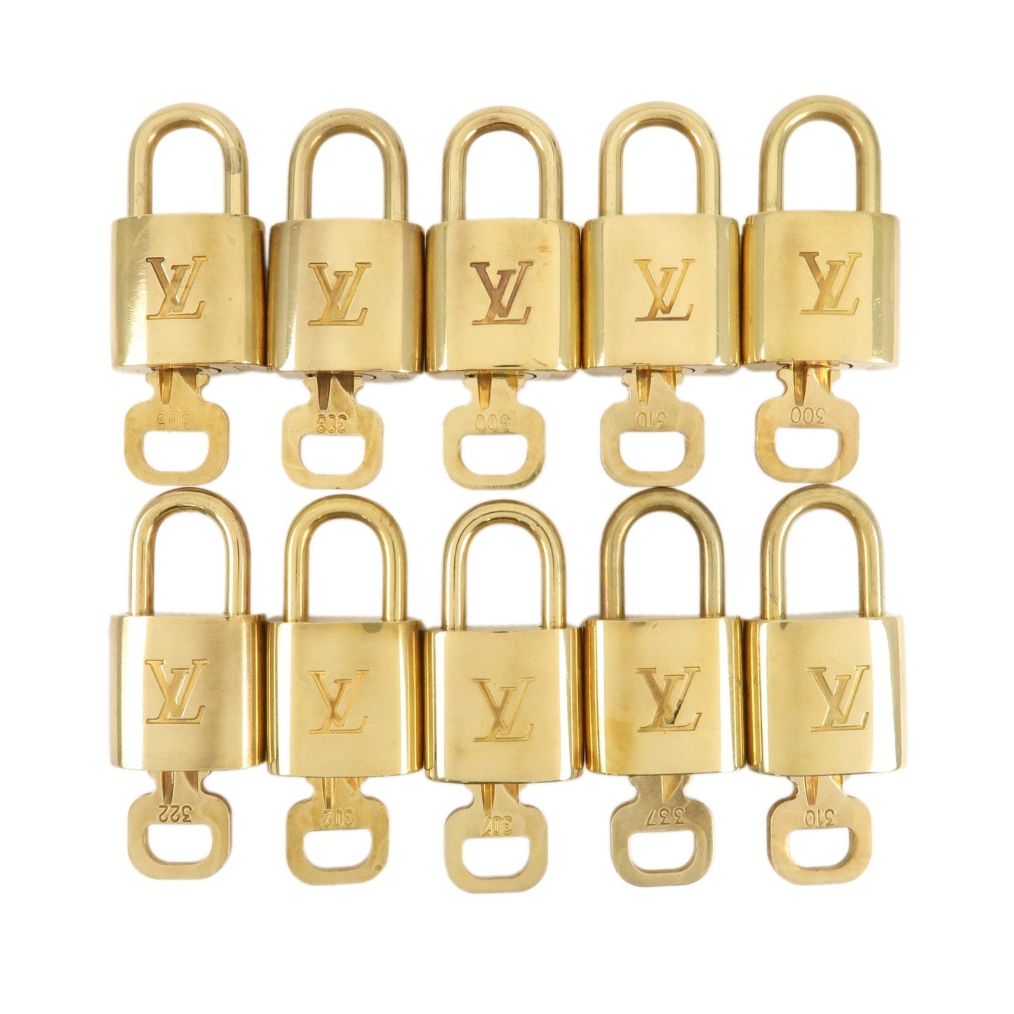 Louis Vuitton Set of 10 Lock & Key Cadena Key Lock Metal Gold