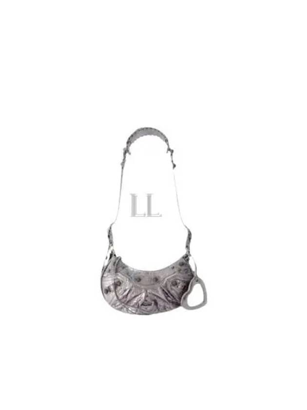 Luxury Balenciaga Trending 2025 Metallic Le Cagol XS Lambskin Shoulder Bag Dark Silver