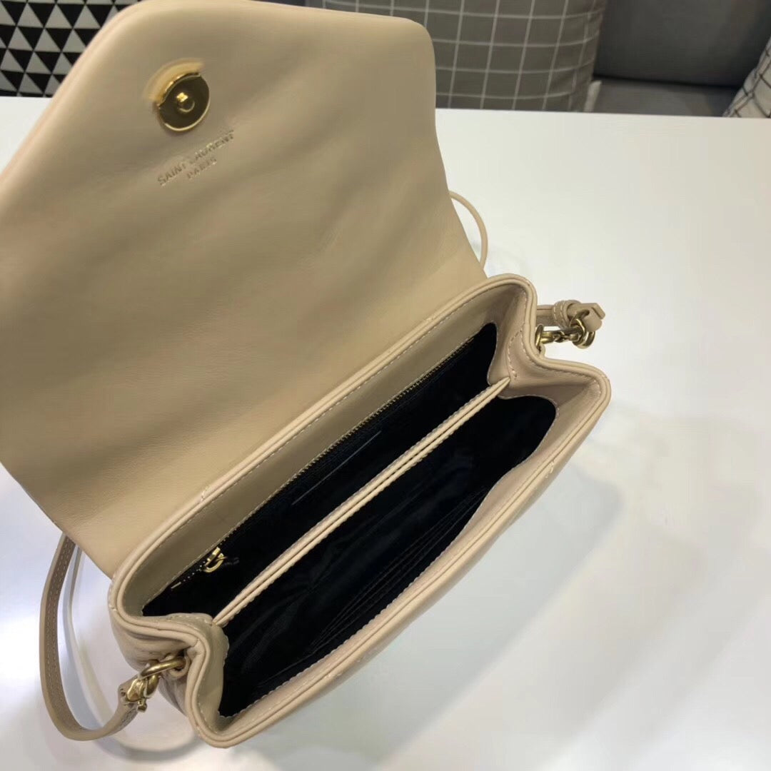 Top Quality Loulou Mini Shoulder Bag Beige For Women 7in/18cm YSL
