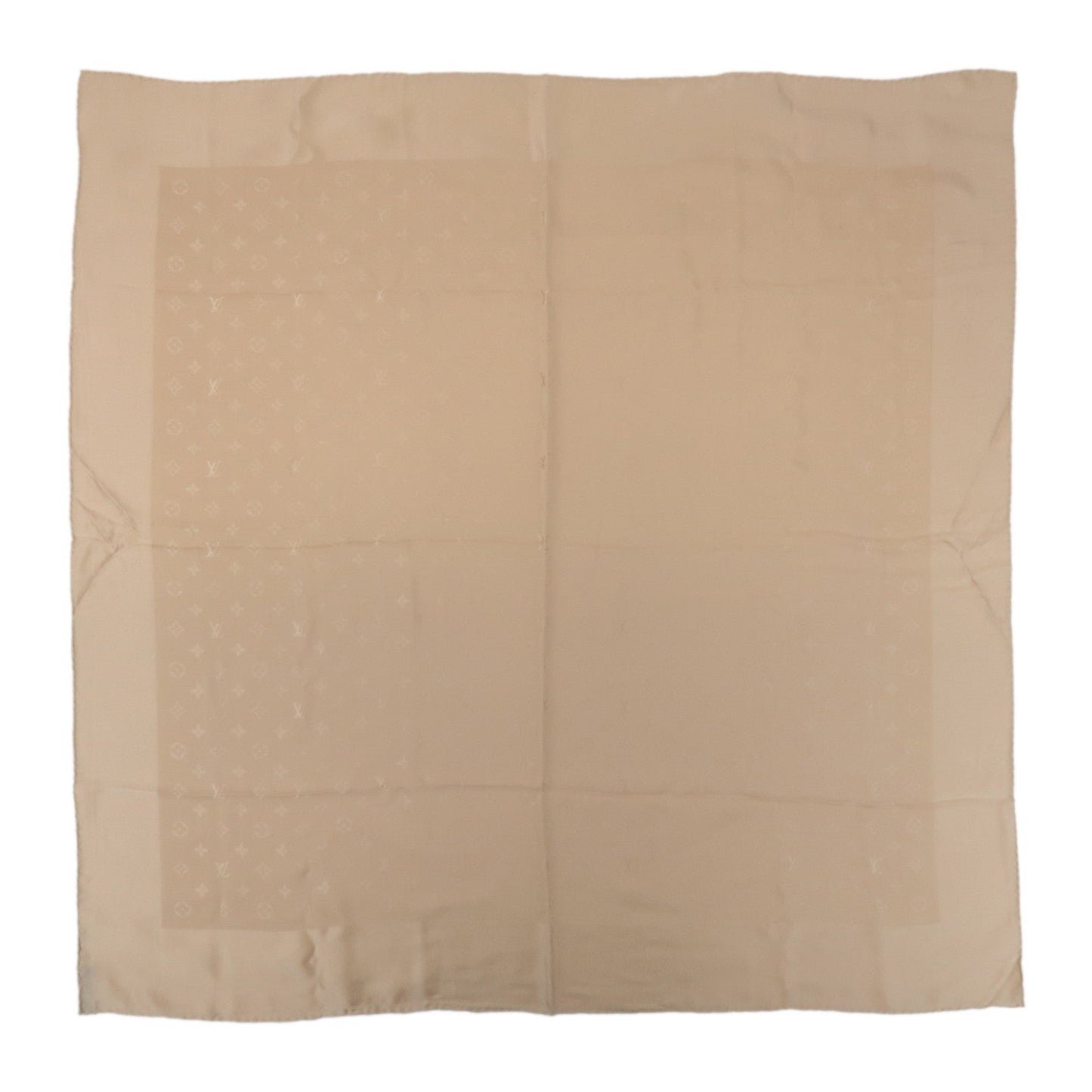 Louis Vuitton Monogram Carr?? Monaco Silk 100% Scarf Beige M71146