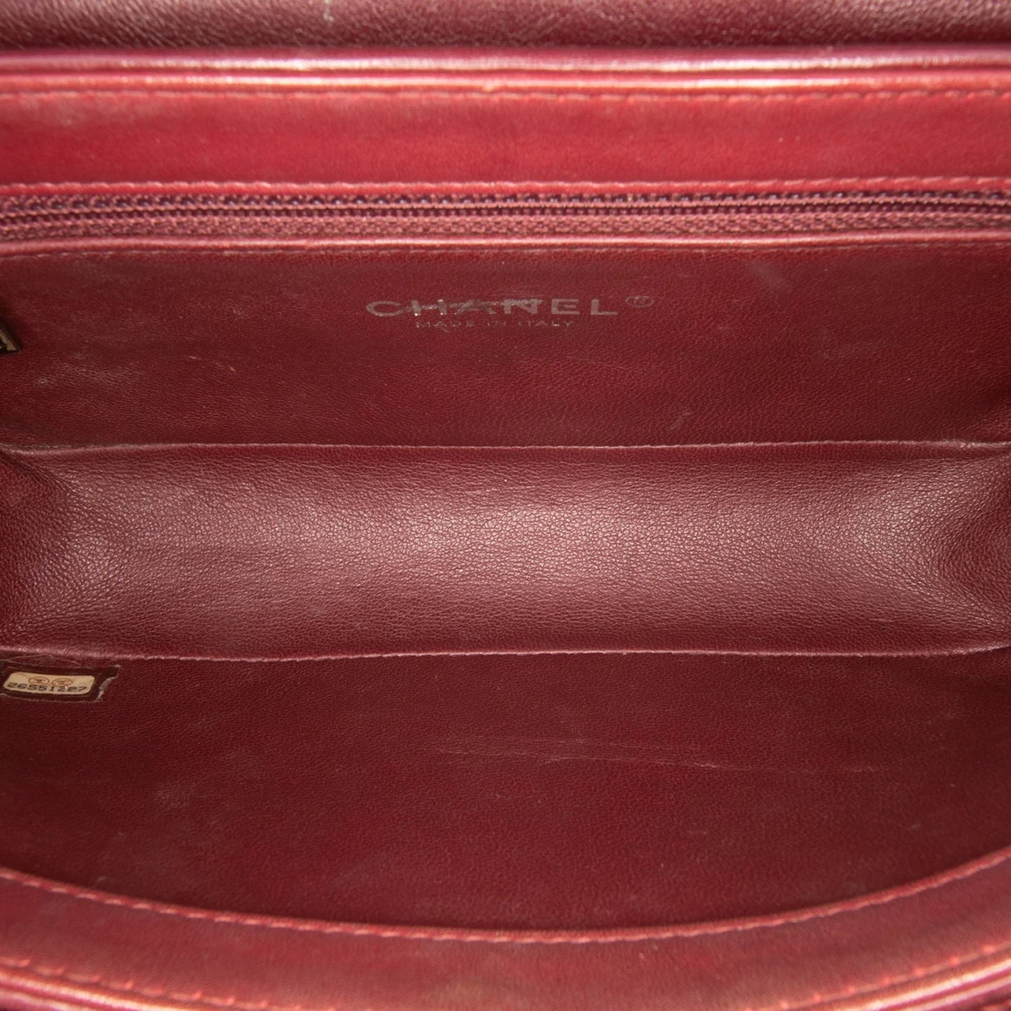 Red Chanel CC Stitched Calfskin Chain Flap Satchel