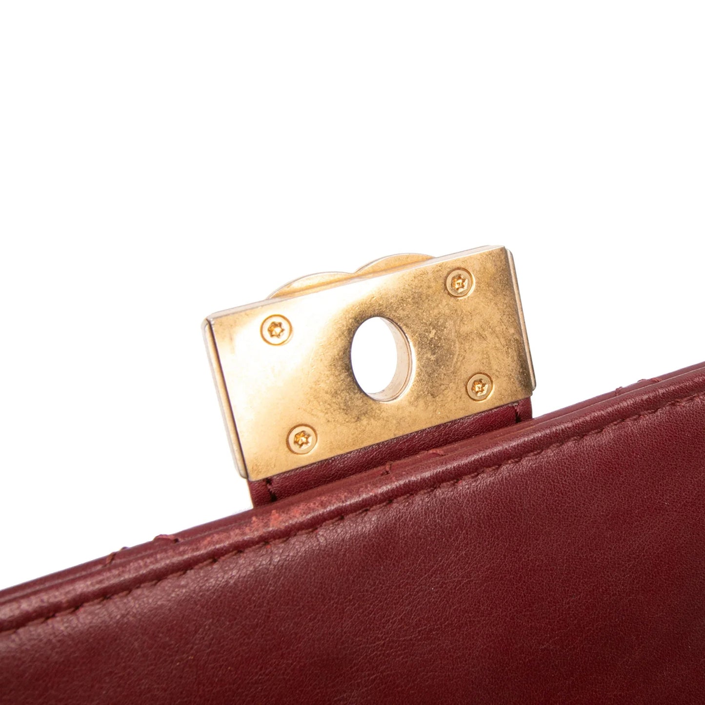 Red Chanel CC Stitched Calfskin Chain Flap Satchel