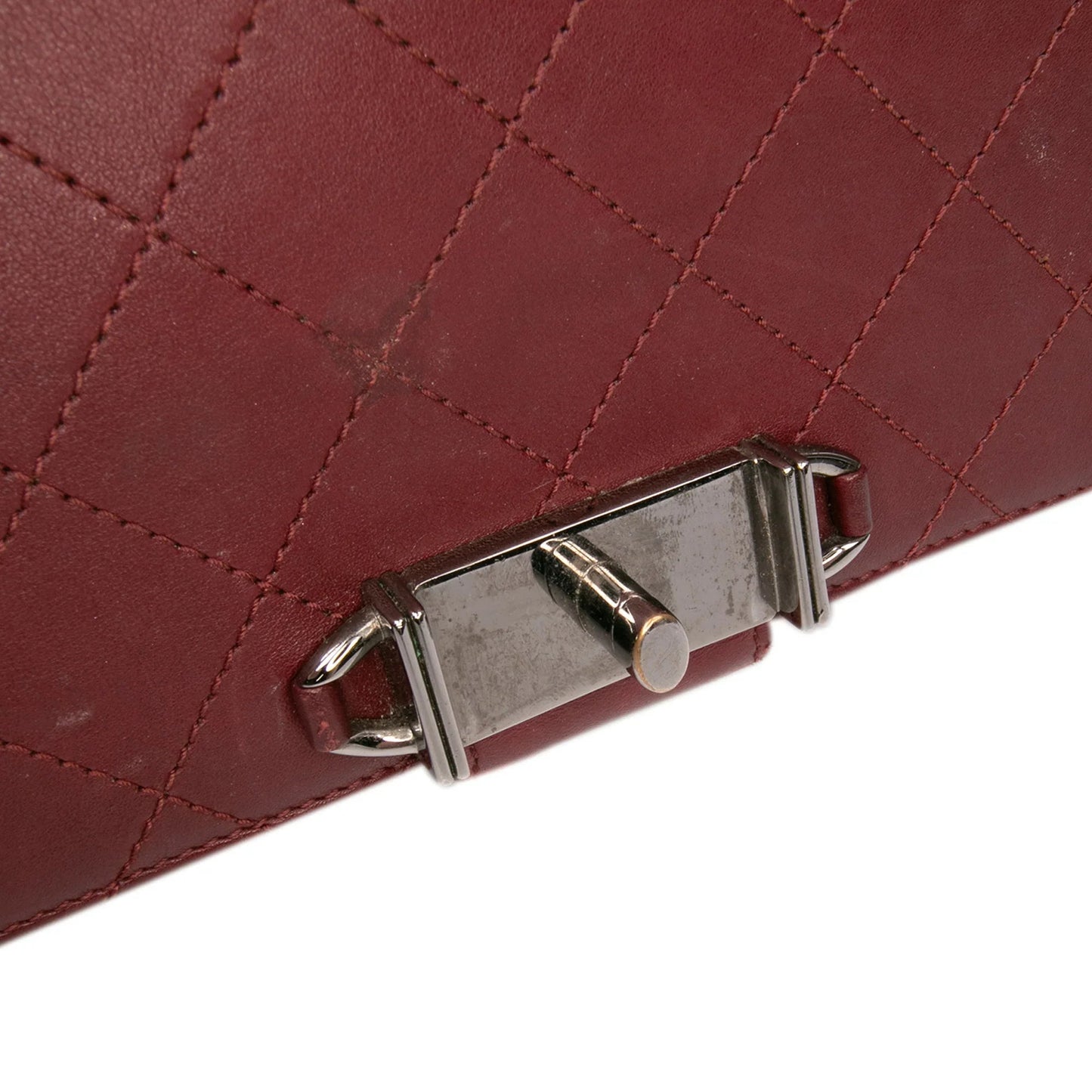 Red Chanel CC Stitched Calfskin Chain Flap Satchel