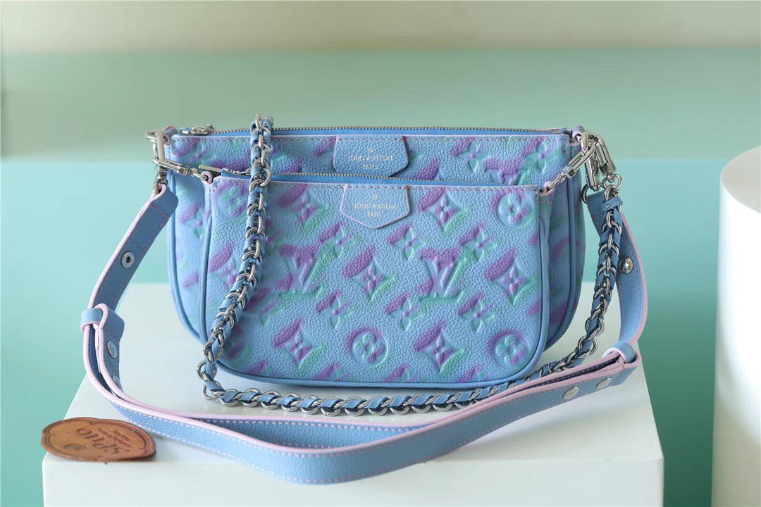 Top Quality Multi Pochette Accessoires Monogram Empreinte Blue For Women, Womens Handbags 9.4in/24cm Top Quality 