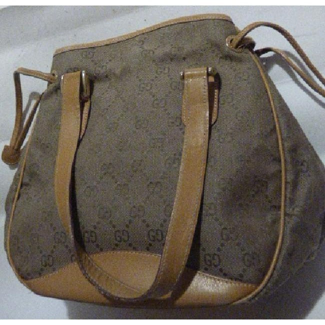 Gucci   Shades Of Brown Canvas And Leather Satchel