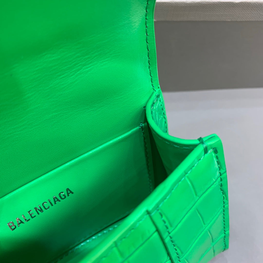Top Quality Hourglass Mini Handbag With Chain In Green, For Women,  Bags 4.7in/12cm