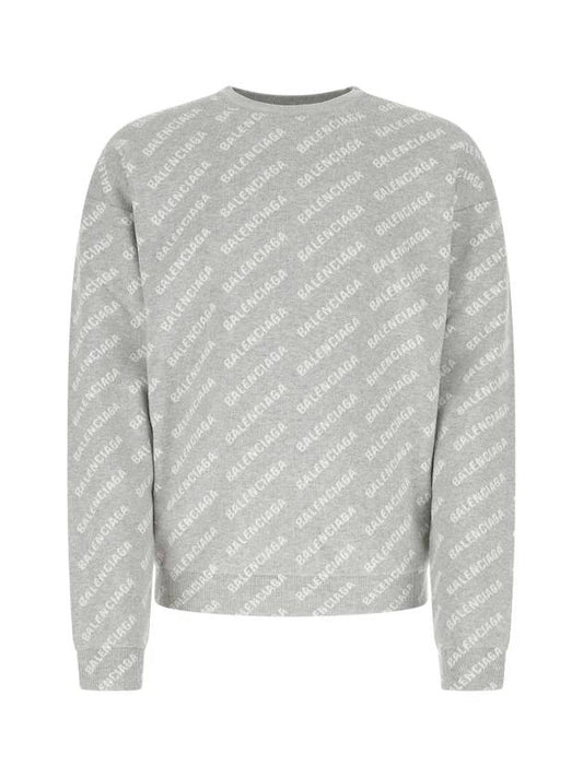 Luxury Balenciaga Trending 2025 Wool Over Logo Pattern Knit Sweatshirt Grey
