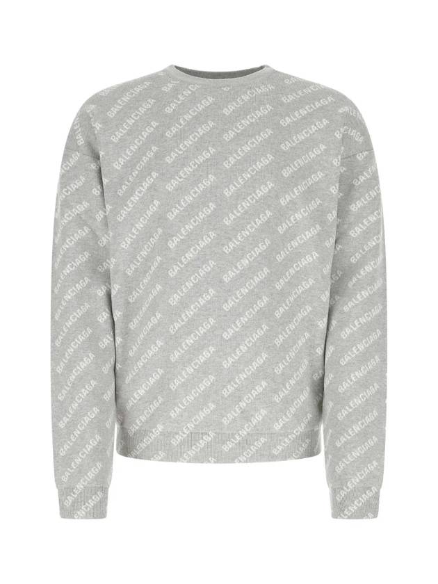 Luxury Balenciaga Trending 2025 Wool Over Logo Pattern Knit Sweatshirt Grey