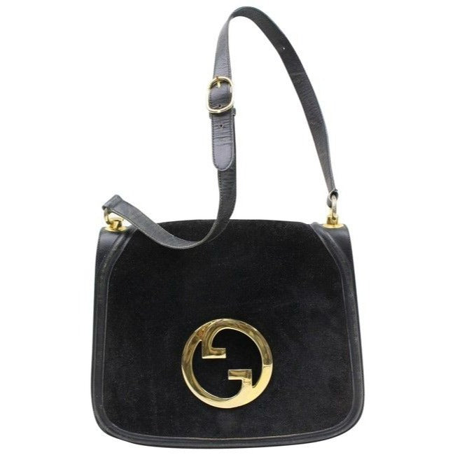 Gucci   Midnight Blue Suede With Leather Trim Hobo Bag