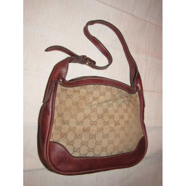 Gucci   Purses Designer Purses Brown Large G Logo Print Canvas And Brown Leather