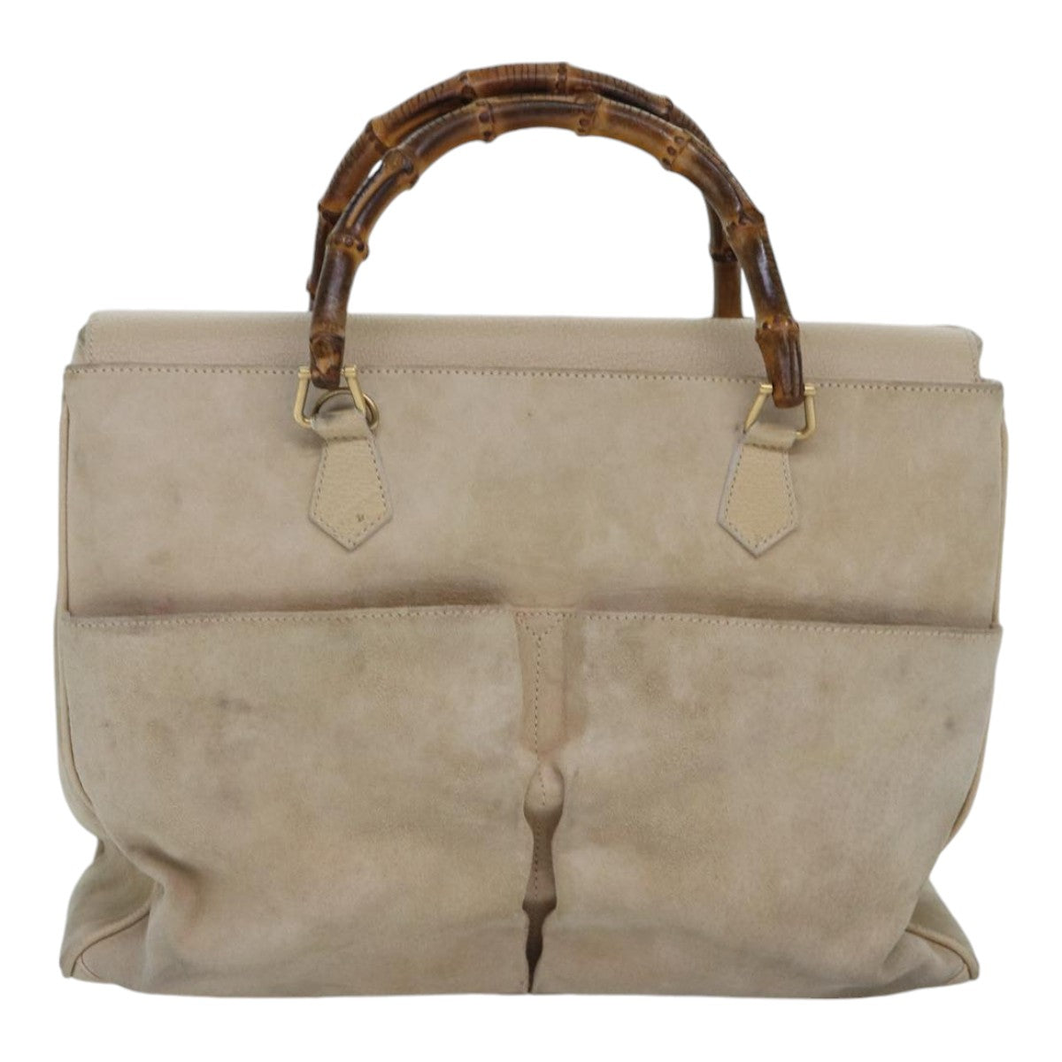 Gucci Bamboo Beige Suede Handbag