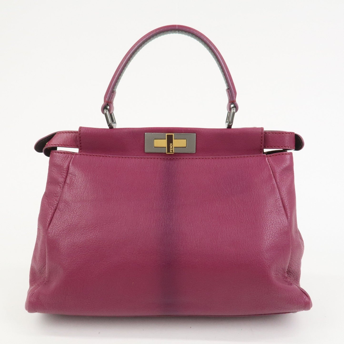 FENDI Peekaboo Leather 2Way Hand Bag Shoulder Bag Fuchsia 8BN226