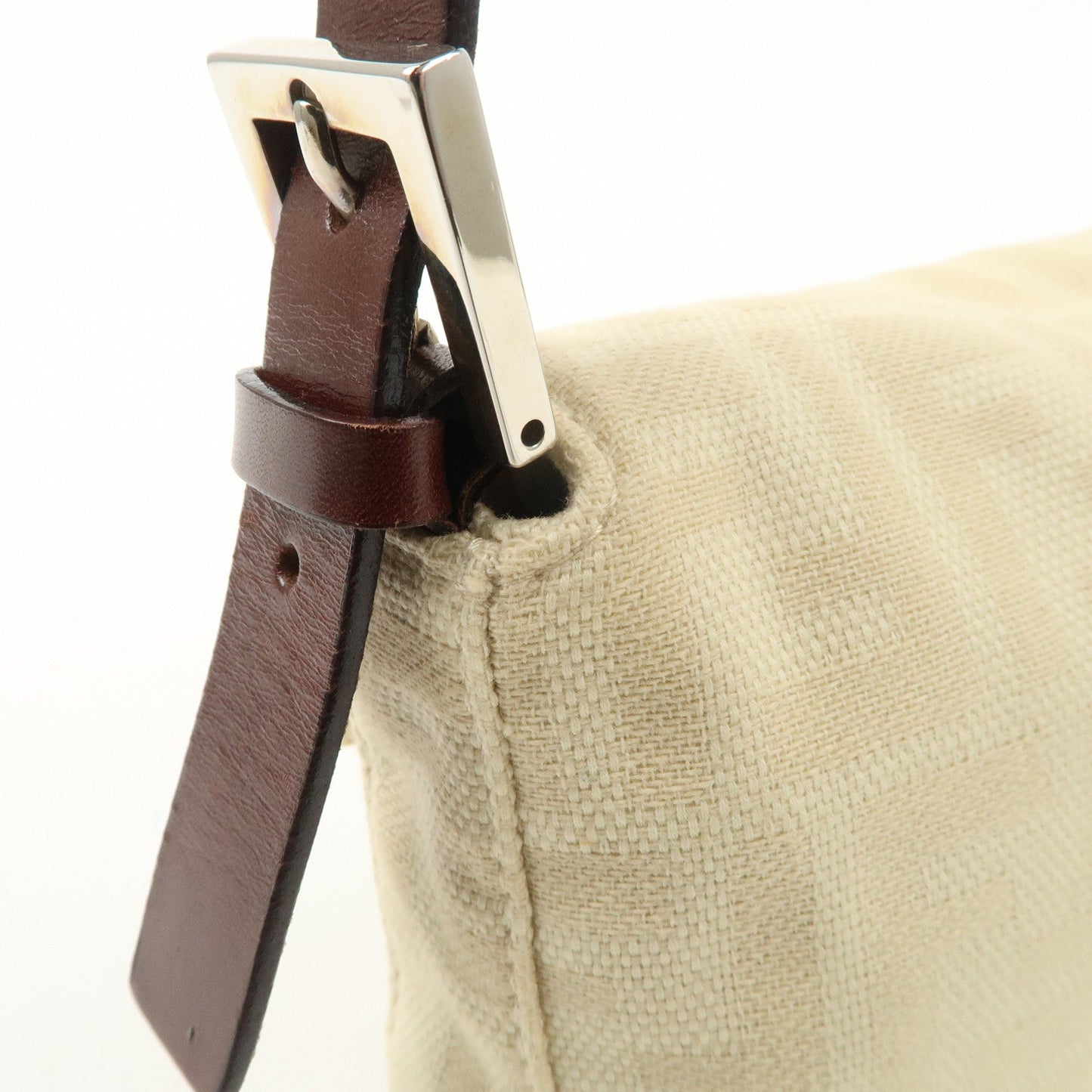 FENDI Zucca Mamma Baguette Canvas Shoulder Bag Beige White 26424  d