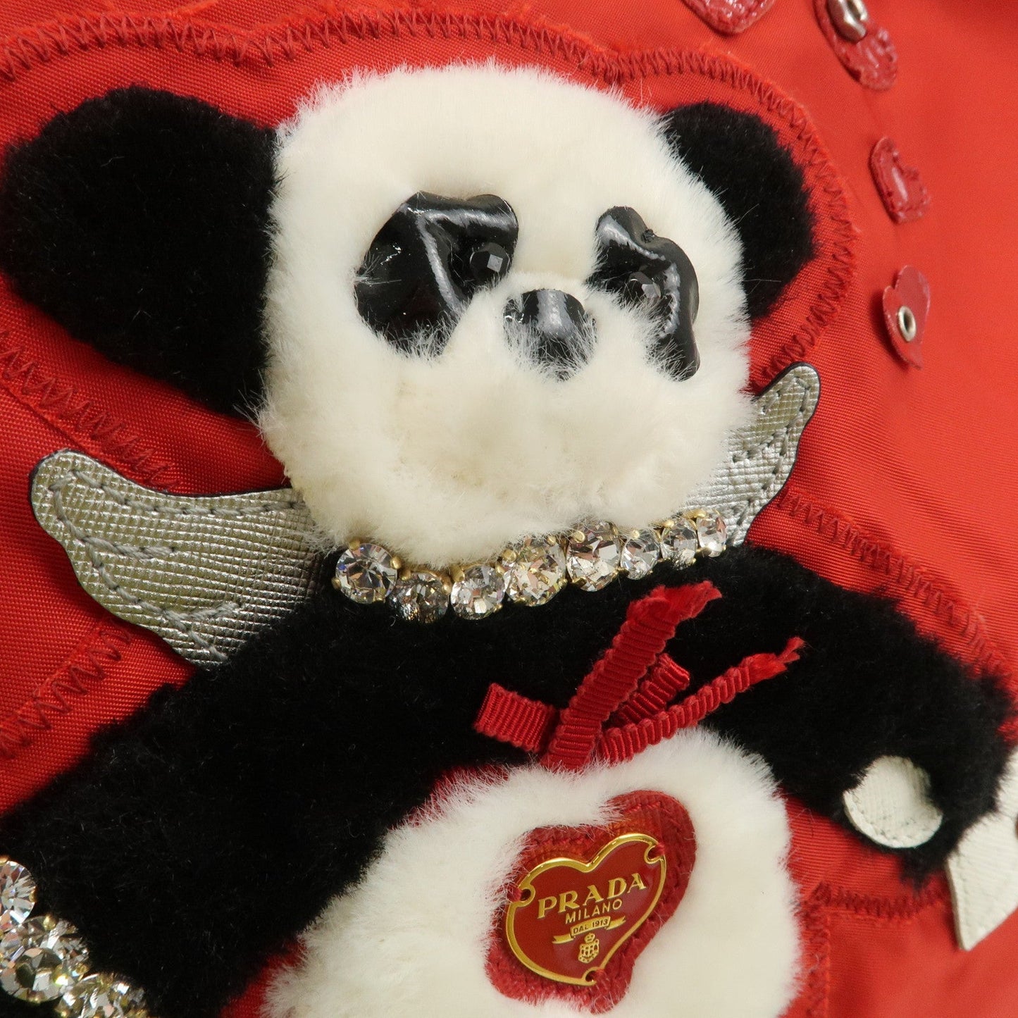 PRADA Nylon Leaather Panda Tote Bag Shoudler Bag Red BR4249  d