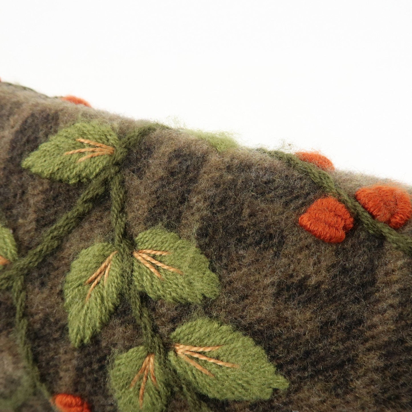 FENDI Mamma Baguette Zucca Wool Leather Shoulder Bag Flower  d