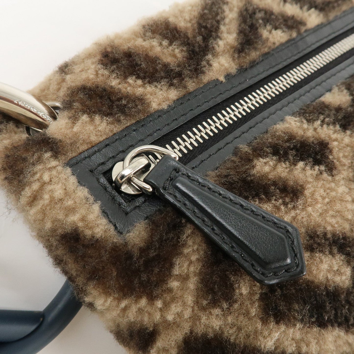 FENDI Zucca Wool Leather Clutch Bag Brown Black 7N0093  d
