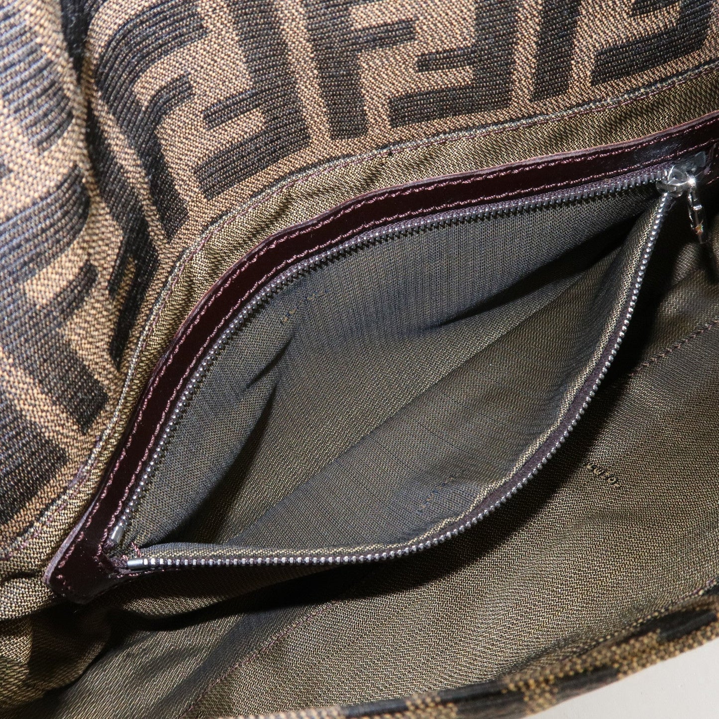 FENDI Mamma Baguette Zucca Canvas Shoulder Bag Brown 26424  d