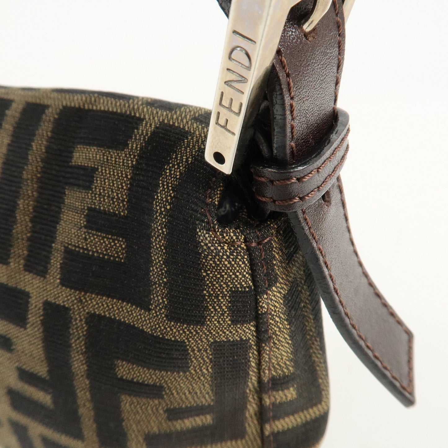 FENDI Zucca Mamma Buguette Canvas Shoulder Bag Brown Black 26424  d