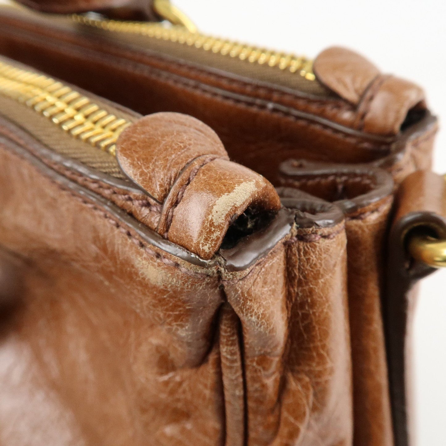 PRADA Leather 2Way Bag Shoulder Bag Hand Bag Brown  d