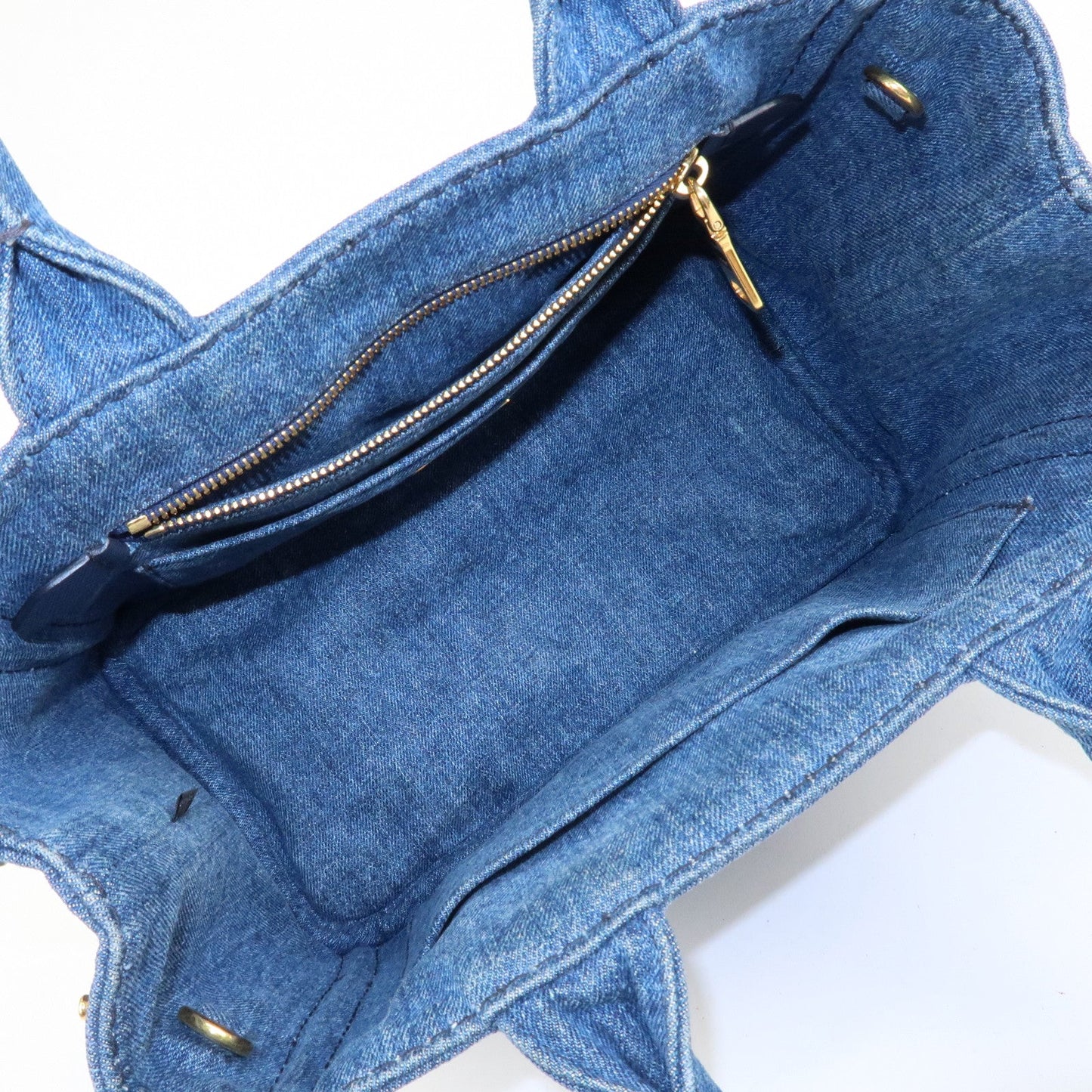 PRADA Canapa Mini Denim Leather 2Way Bag Tote Bag Blue 1BG439  d