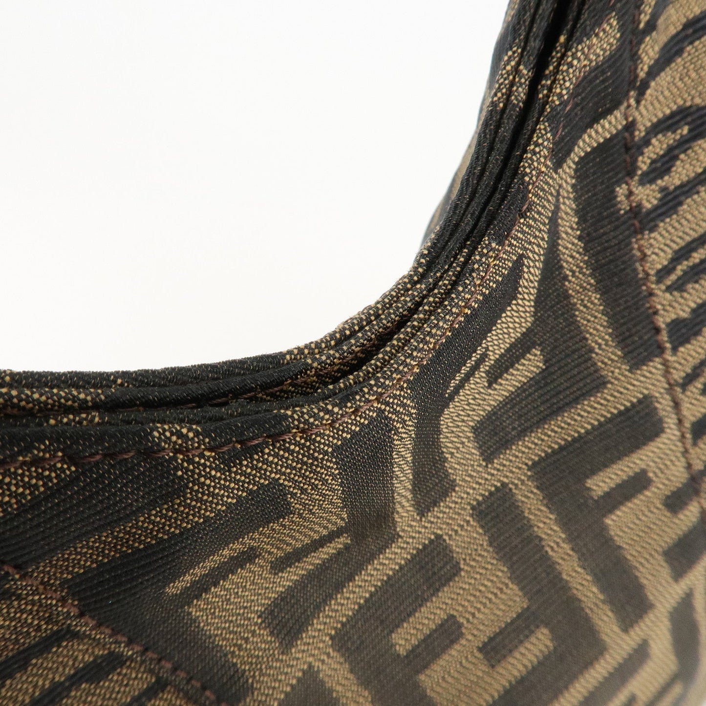 FENDI Zucca Canvas Leather Tote Bag Hand Bag 8BR284 Brown Black  d