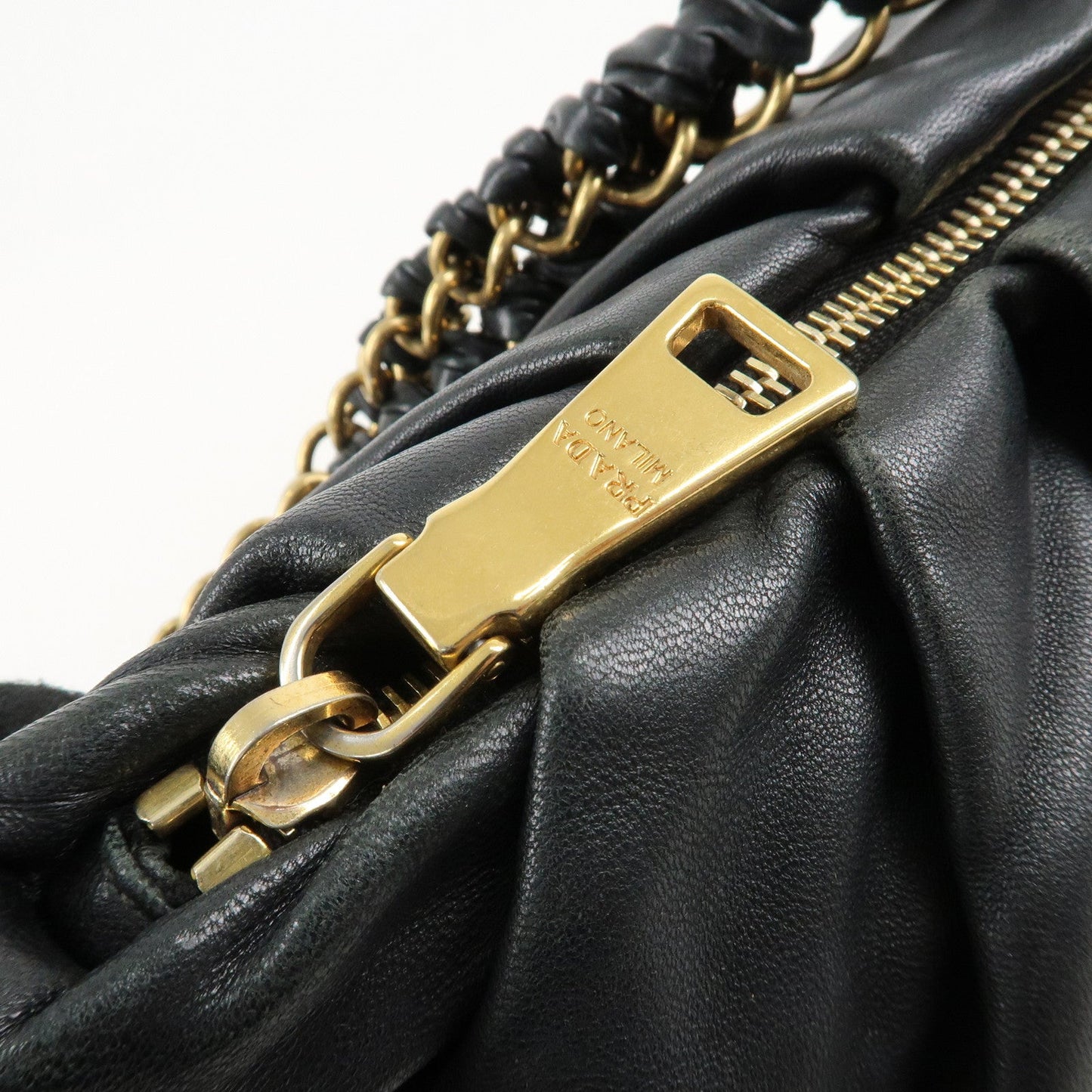 PRADA Leather 2Way Hand Bag Shoulder Bag Black BN2324  d