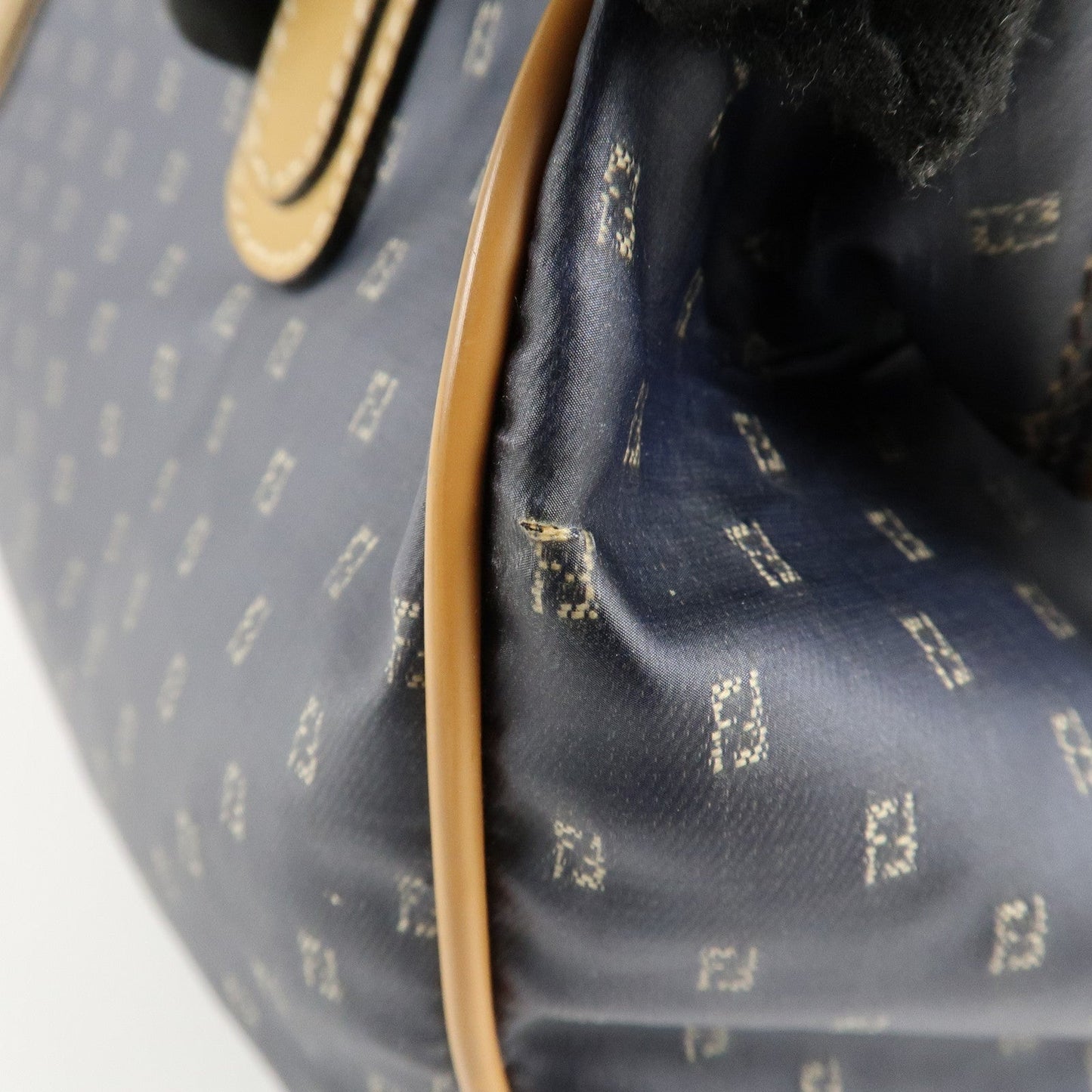 FENDI PVC Leather 2Way Bag Hand Bag Navy Brown  d