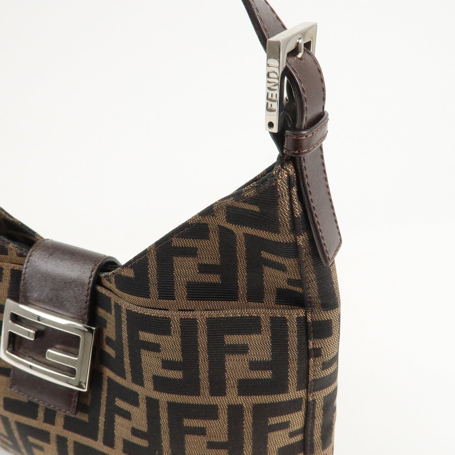 FENDI Zucca Canvas Leather Shoulder Bag Brown 26569  d
