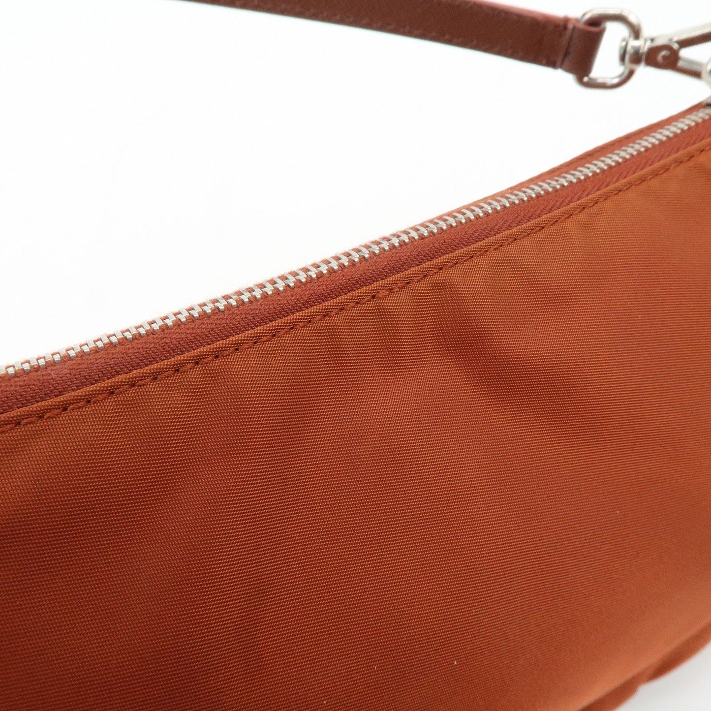 PRADA Logo Nylon Leather Shoulder Bag Hand Bag Pouch Brown  d