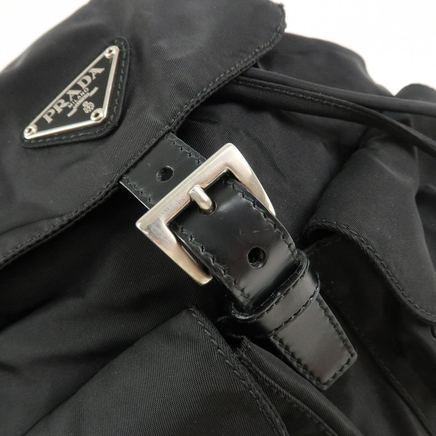 PRADA Triangle Logo Nylon Leather Back Pack Black B5885  d