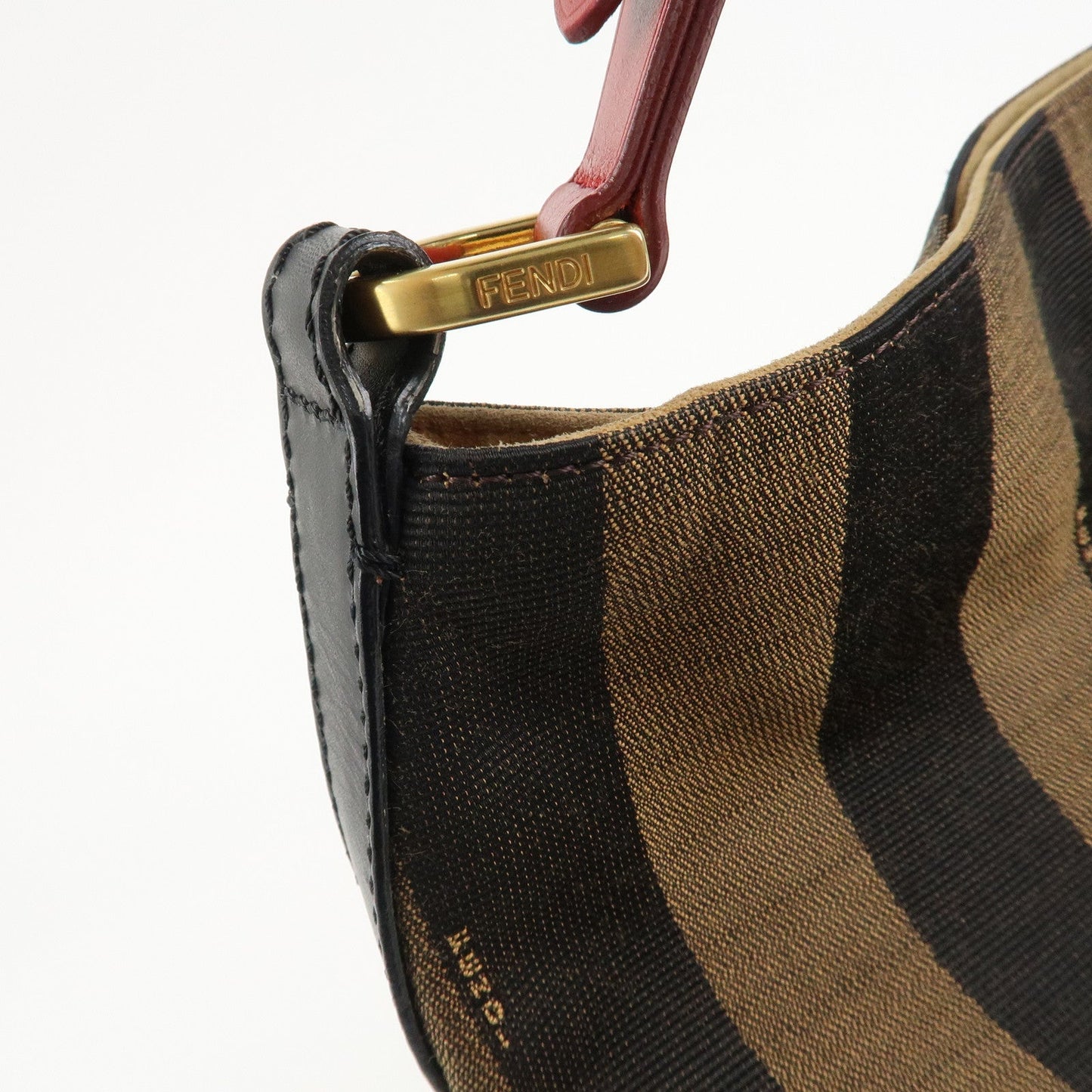 FENDI Pequin Canvas Leather Shoulder Bag Beige Black Brown 8BR653  d