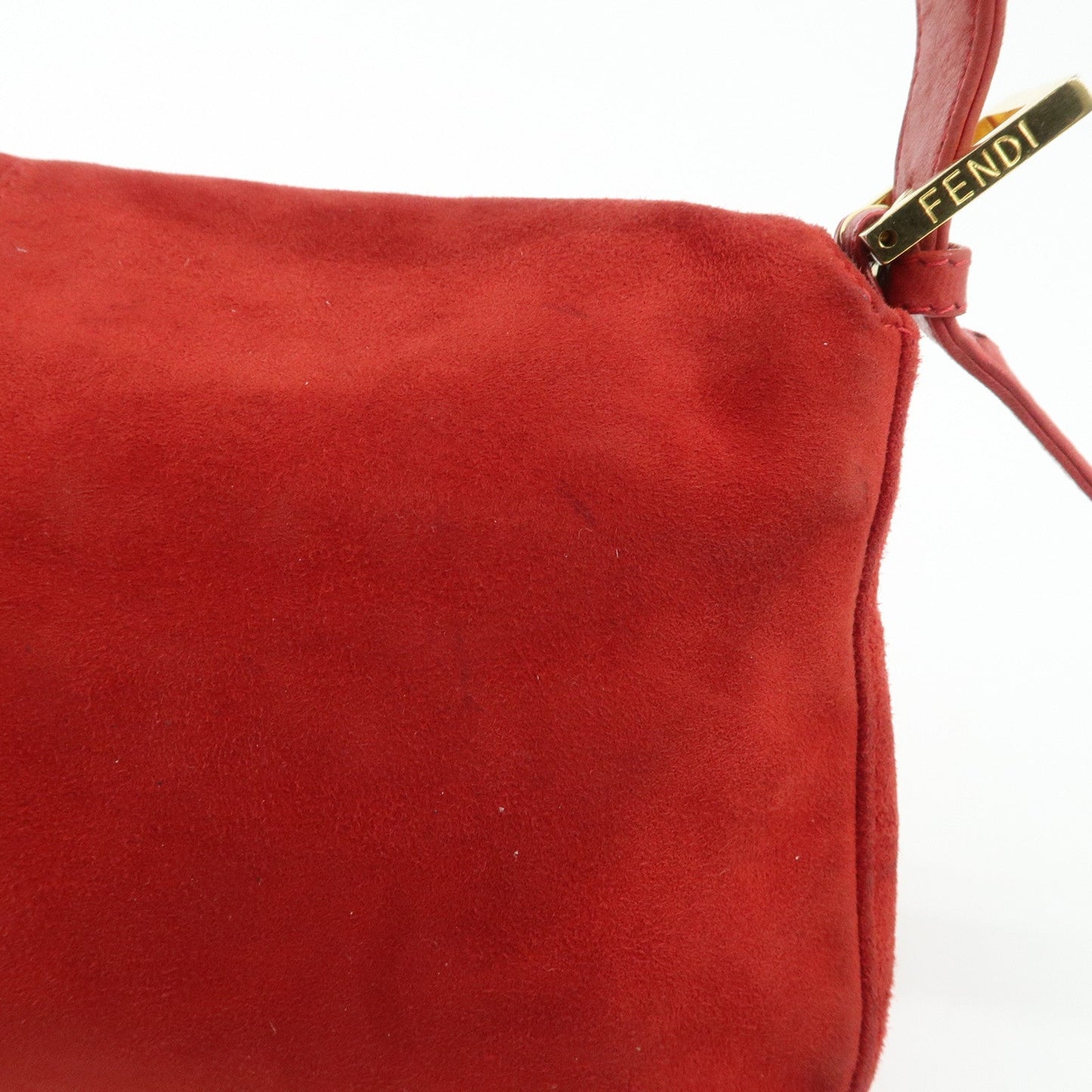 FENDI Mamma Baguette Suede Leather Shoulder Bag Red 26424  d