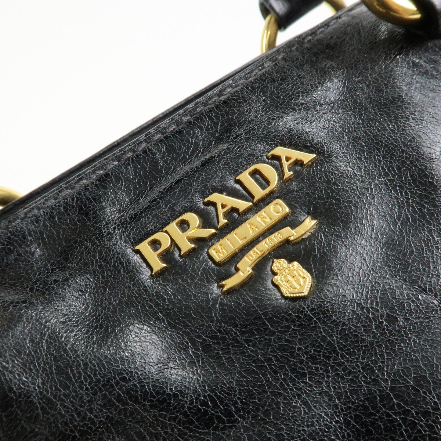 PRADA Leather 2Way Hand Bag Shoulder Bag Black BN2324  d