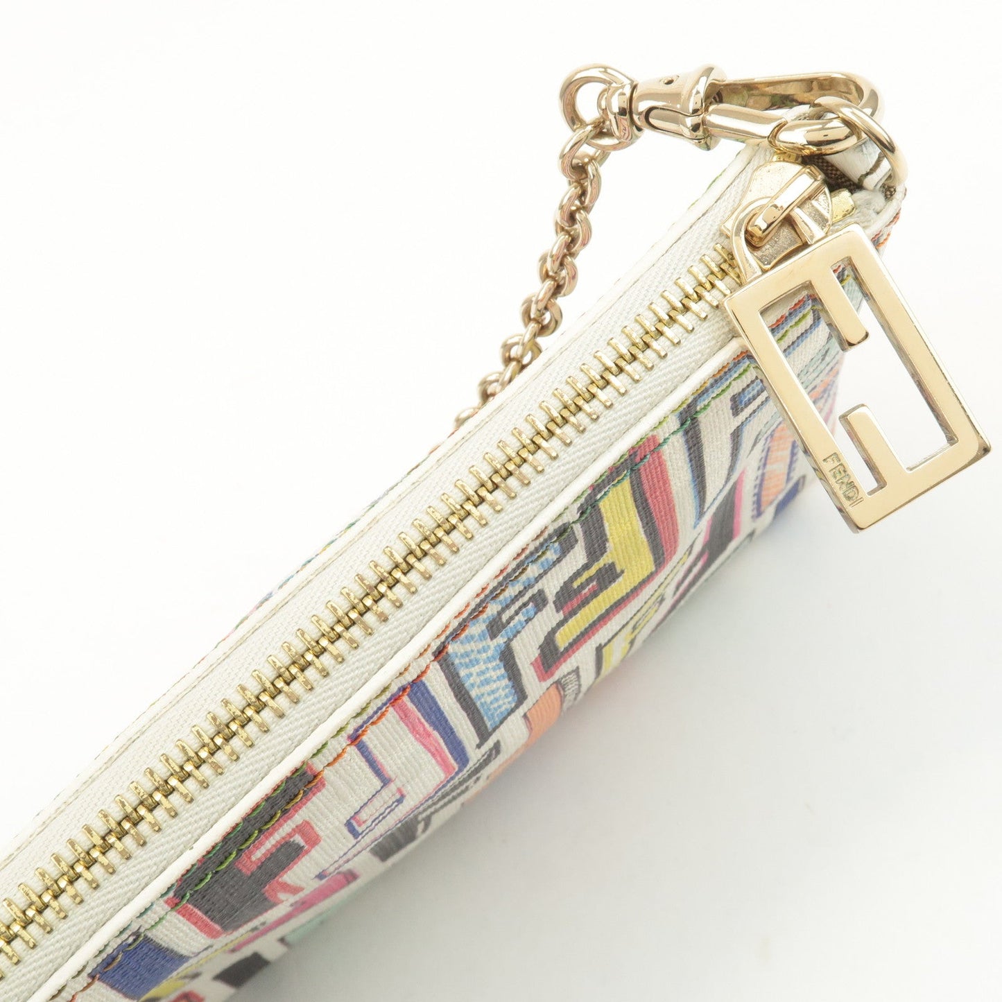 FENDI Zucca Print PVC Chain Accessory Pouch Multicolor 8BR592  d