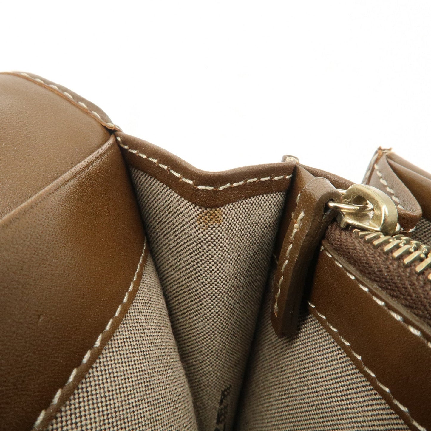 FENDI Zucchino Canvas Leather Long Wallet Brown 8M0000  d