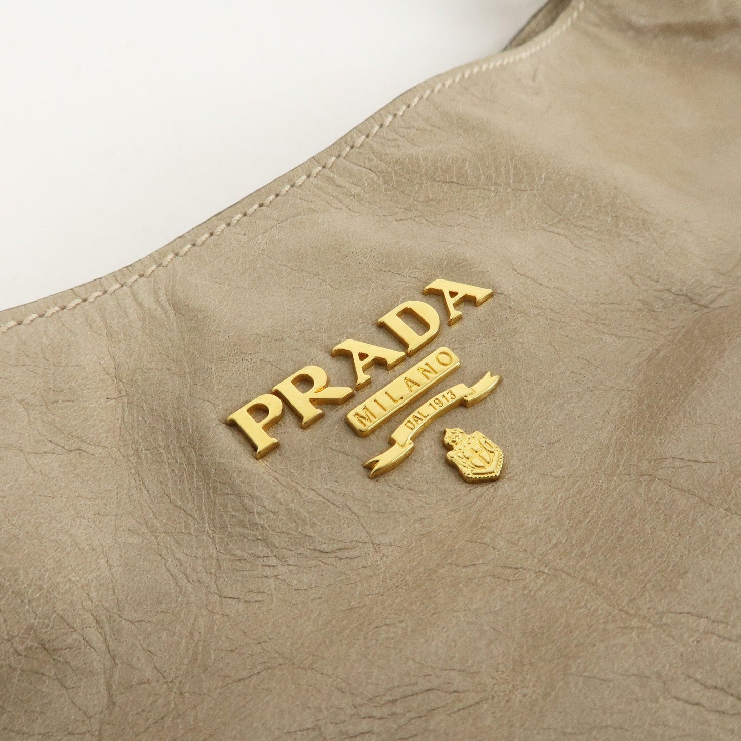 PRADA Leatehr Shoulder Bag Hand Bag Beige  d