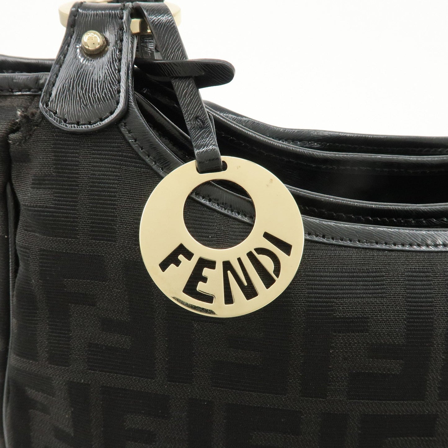 FENDI Zucca Canvas Leather Tote Bag Hand Bag Black 8BH156  d