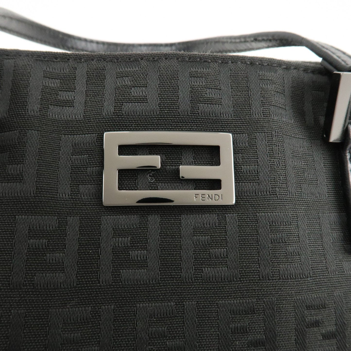 FENDI Zucchino Canvas Leather Tote Bag Hand Bag Black 8BH132  d