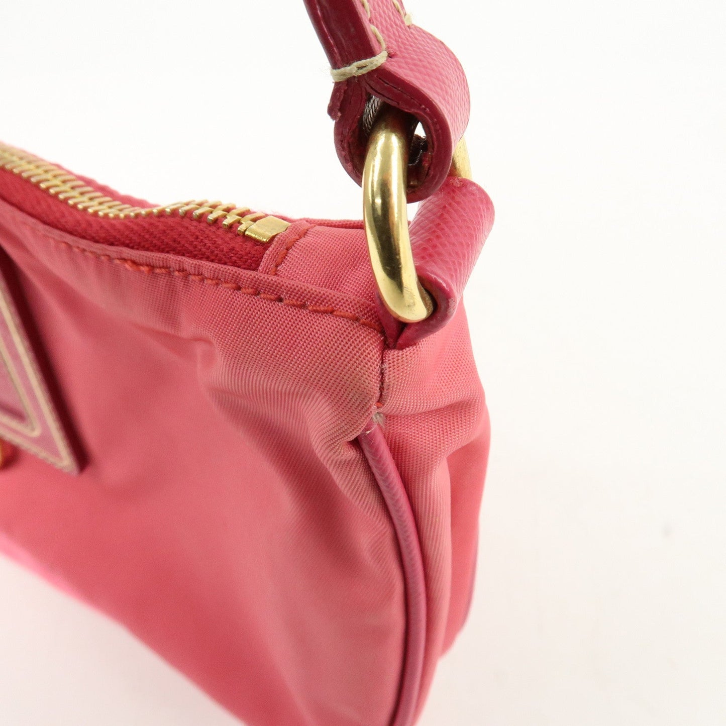 PRADA Nylon Saffiano Leather Shoulder Bag Hand Bag Pink  d