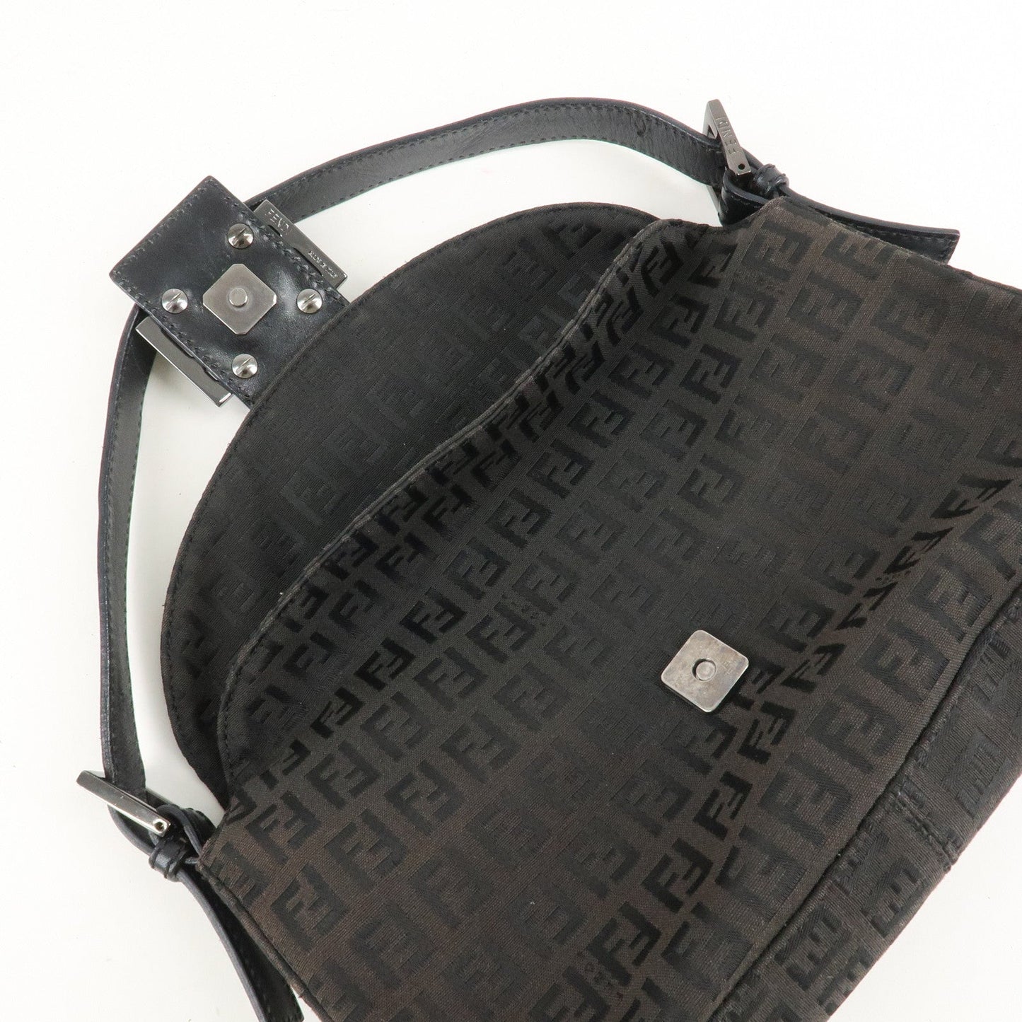 FENDI Mamma Baguette Zucchino Canvas Leather Shoulder Bag 8BR003  d